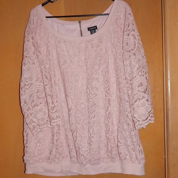 Torrid Blush Pink Lace Pullover Jacket - Picture 1 of 6